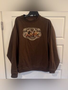 Woodland Trail Men’s Buck Deer Brown Pullover Sweatshirt Men’s Size Large